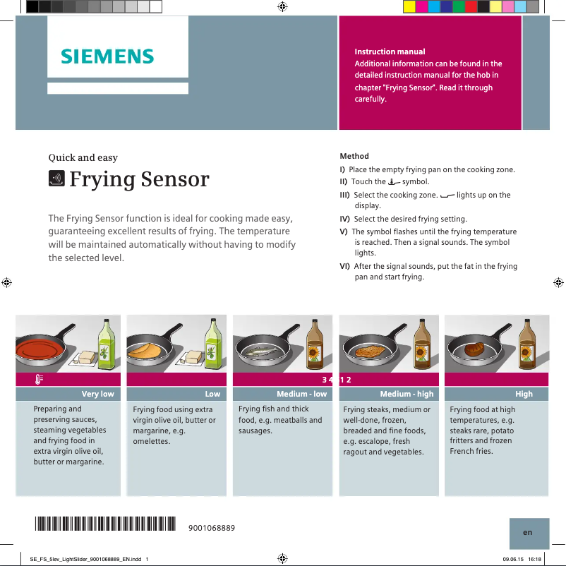 Page 1 de la notice Fiche technique Siemens EX675LJC1E