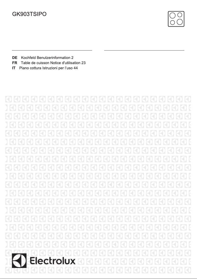 Page 1 de la notice Manuel utilisateur Electrolux GK903TSIPO