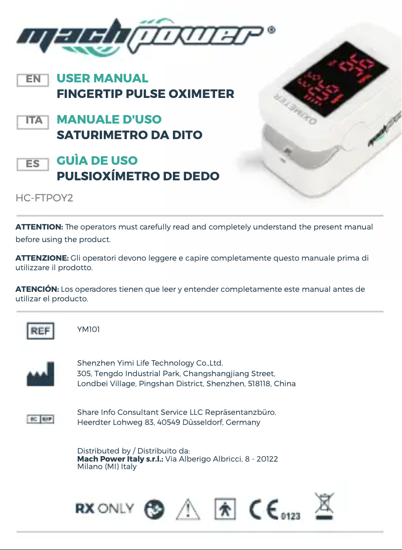 Page 1 de la notice Manuel utilisateur Mach Power HC-FTPOY2