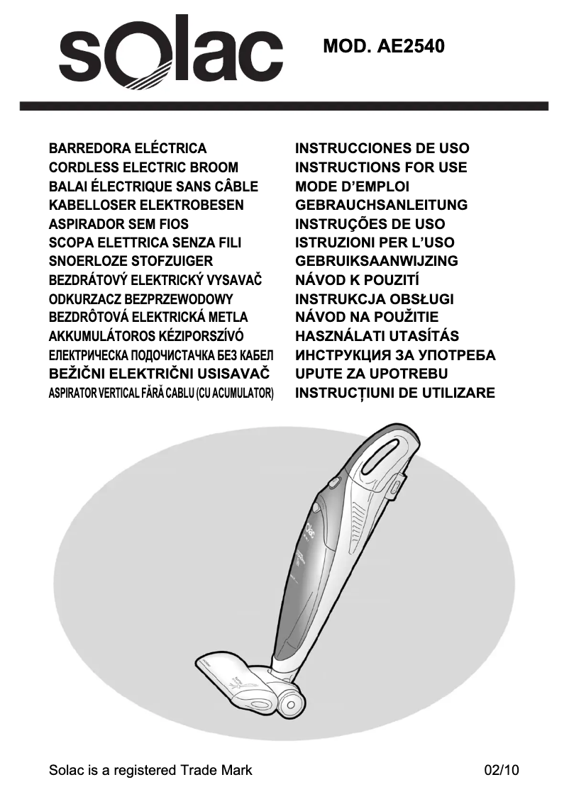 Page 1 de la notice Manuel utilisateur Solac AE2540