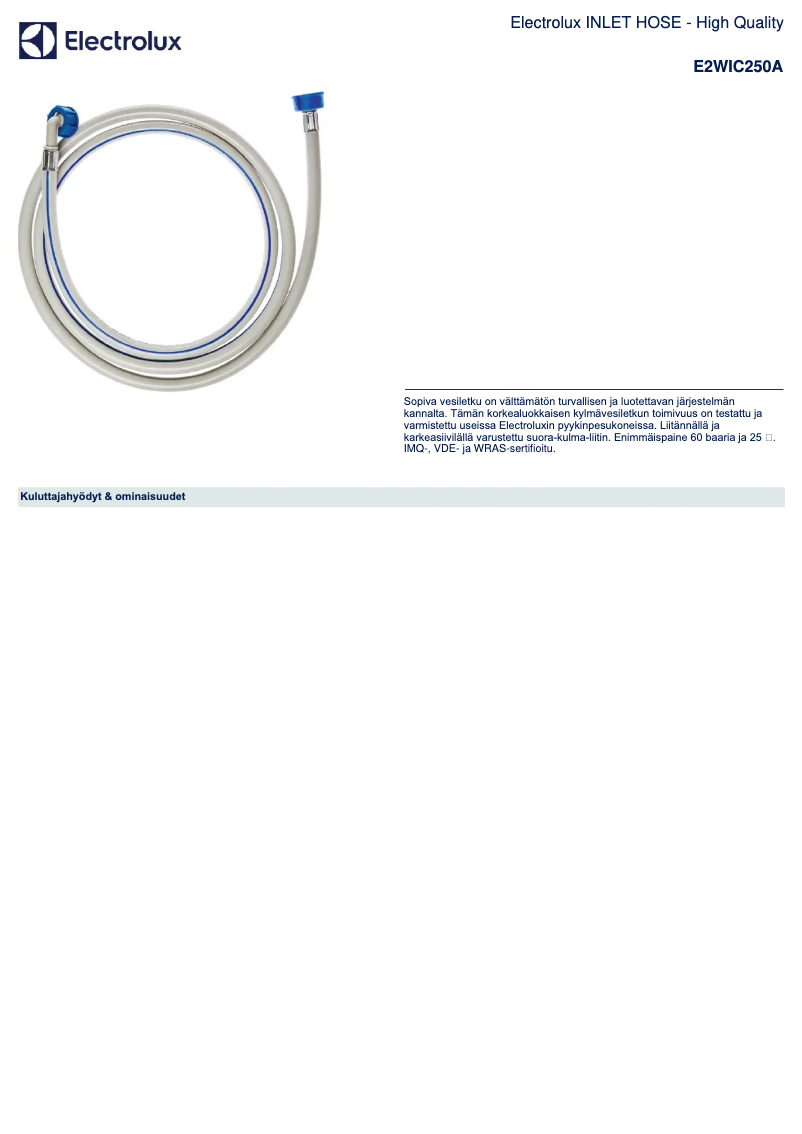 Image de la première page du manuel de l'appareil E2WIC250A