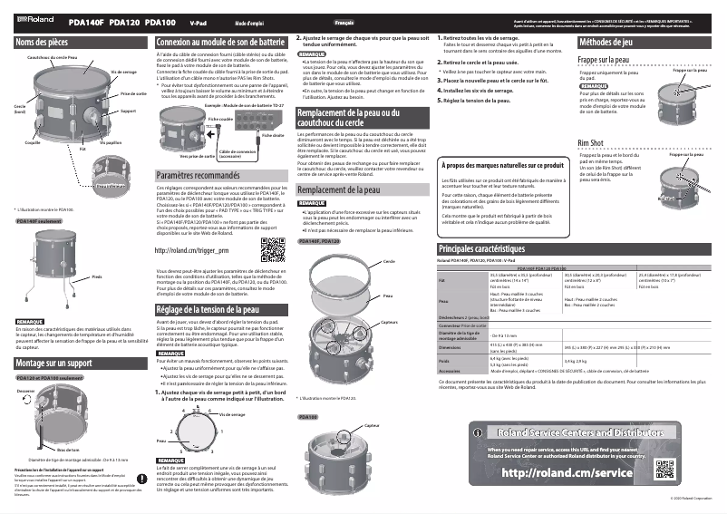 Page n°1 - Manuel utilisateur Roland PDA100