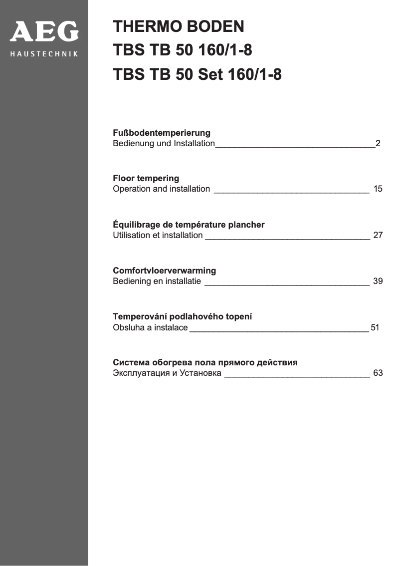 Page n°1 - Manuel utilisateur AEG TBS TB 50