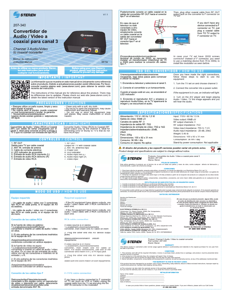 Image de la première page du manuel de l'appareil 207-340