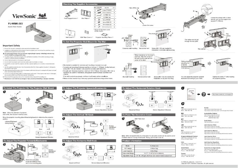 Page n°1 - Guide de démarrage rapide Viewsonic PS750W
