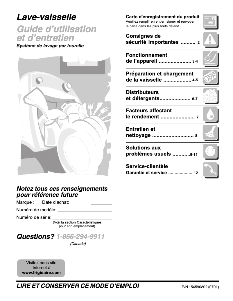 Page n°1 - Manuel utilisateur Frigidaire FBD2400KS