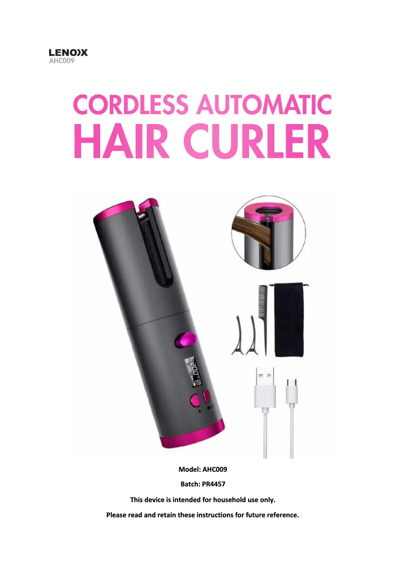 Page 1 de la notice Manuel utilisateur Lenoxx AHC009
