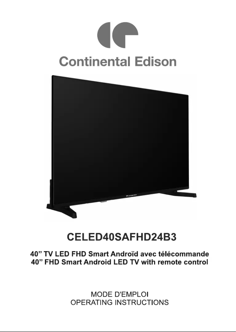 Page 1 de la notice Manuel utilisateur Continental Edison CELED40SAFHD24B3
