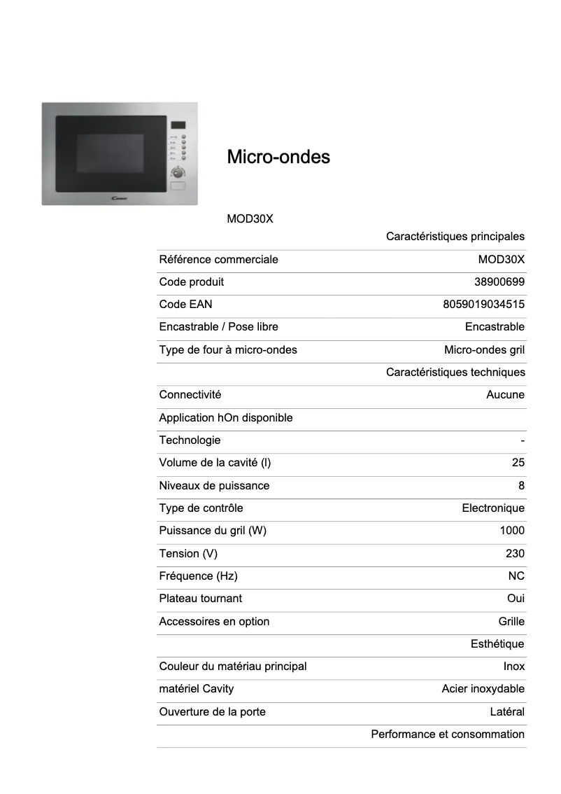 Image de la première page du manuel de l'appareil MOD30X