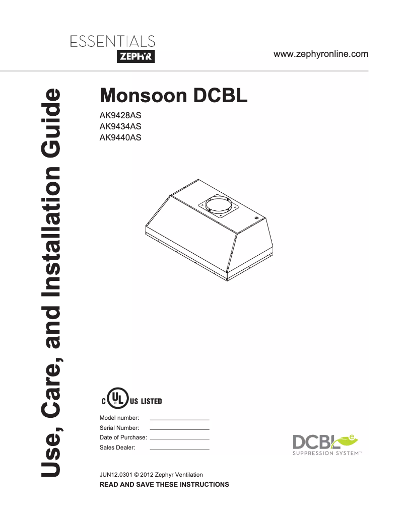 Page 1 de la notice Guide d'installation Zephyr AK9428AS
