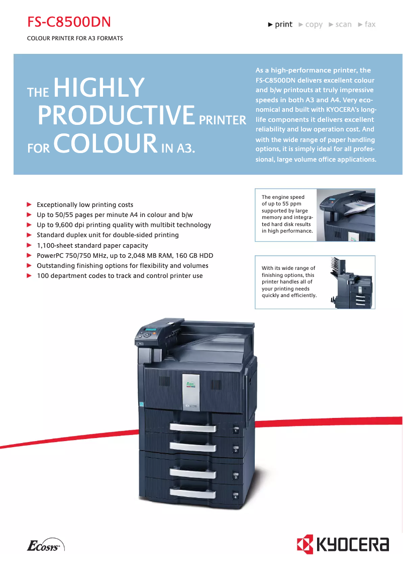 Image de la première page du manuel de l'appareil FS-C8500DN