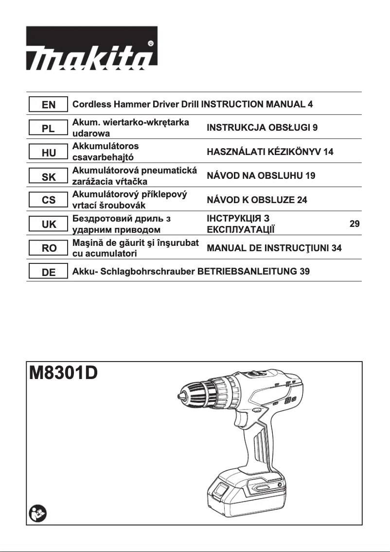 Page 1 de la notice Manuel utilisateur Makita M8301D