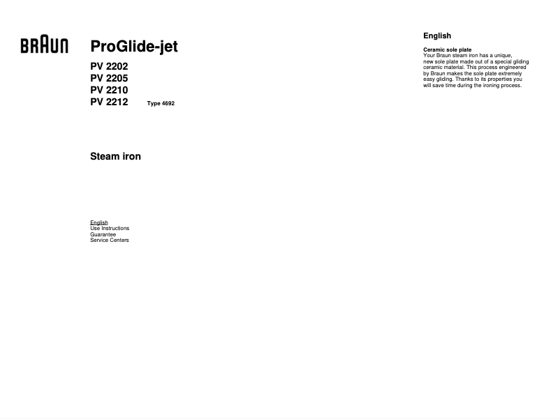 Page n°1 - Manuel utilisateur Braun ProGlide-Jet PV 2205