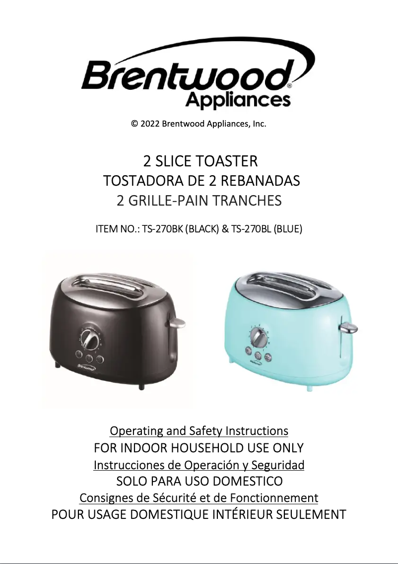 Page 1 de la notice Manuel utilisateur Brentwood TS-270BK