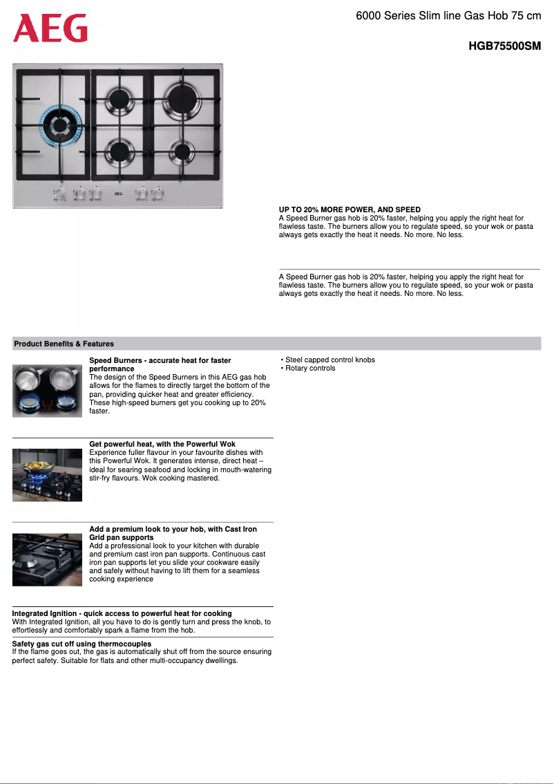 Página 1 del manual Ficha técnica AEG HGB75500SM