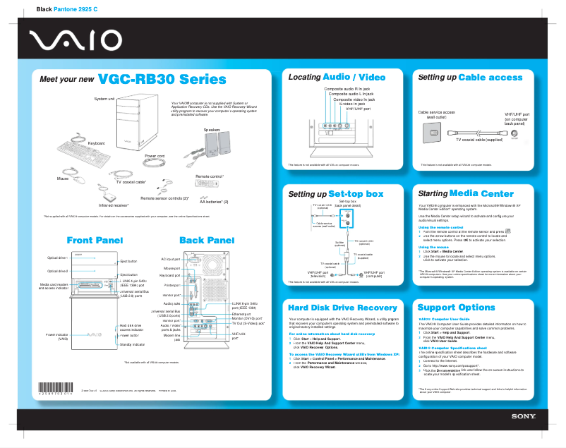 Imagen de la primera página del manual del dispositivo Vaio VGC-RB33GY