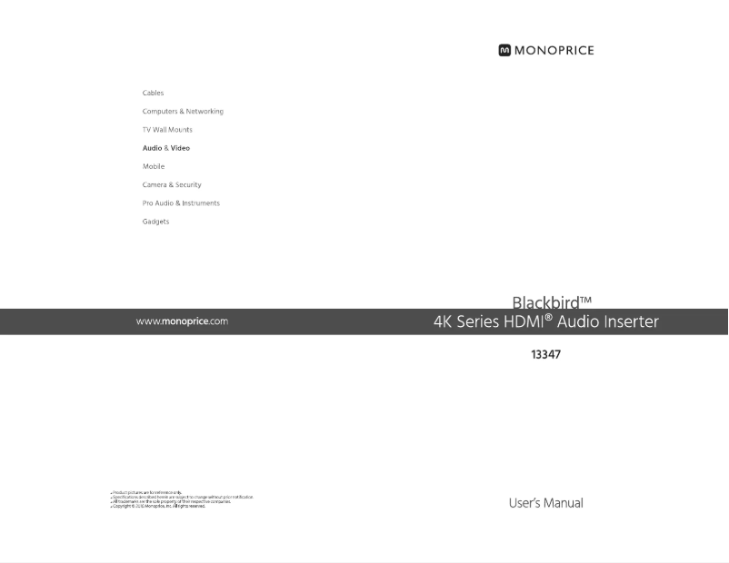 Page 1 de la notice Manuel utilisateur Monoprice 13347