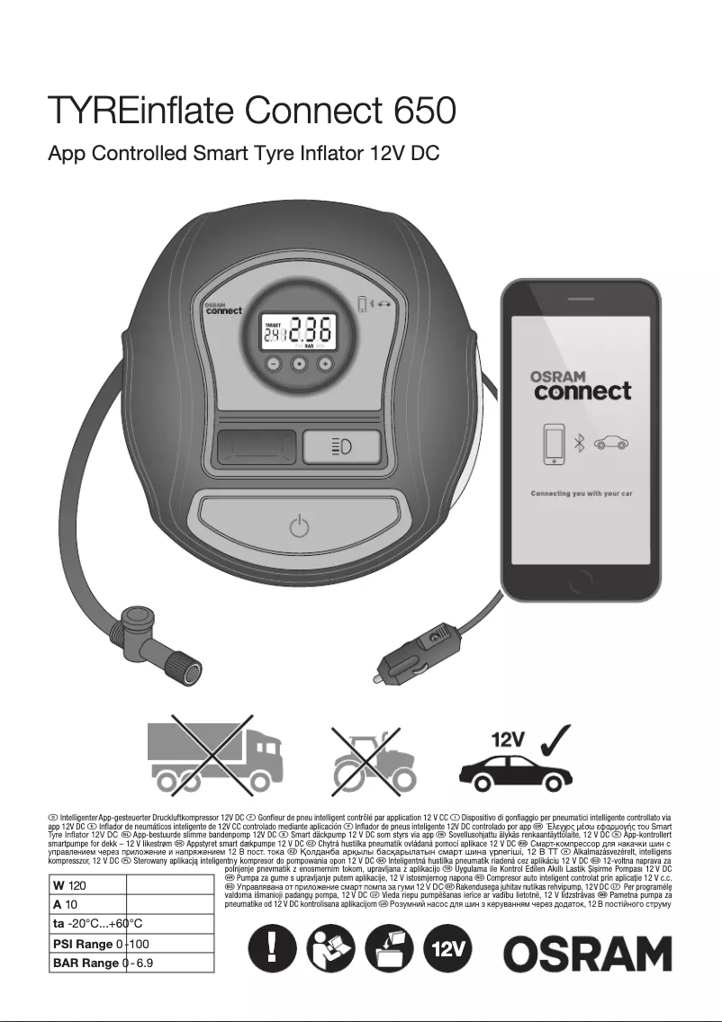 Page n°1 - Instructions / montage Osram TYREinflate Connect 650