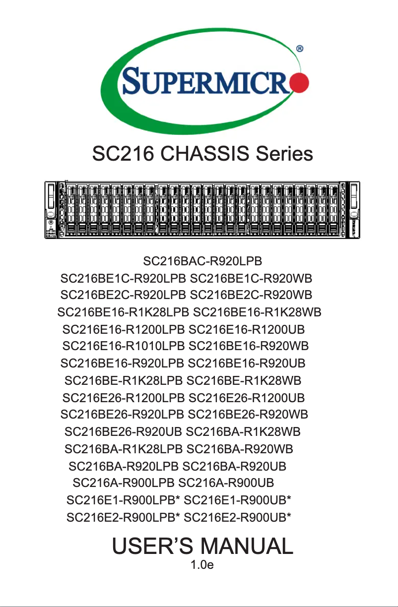 Image de la première page du manuel de l'appareil SuperChassis 216BAC4-R1K23LPB