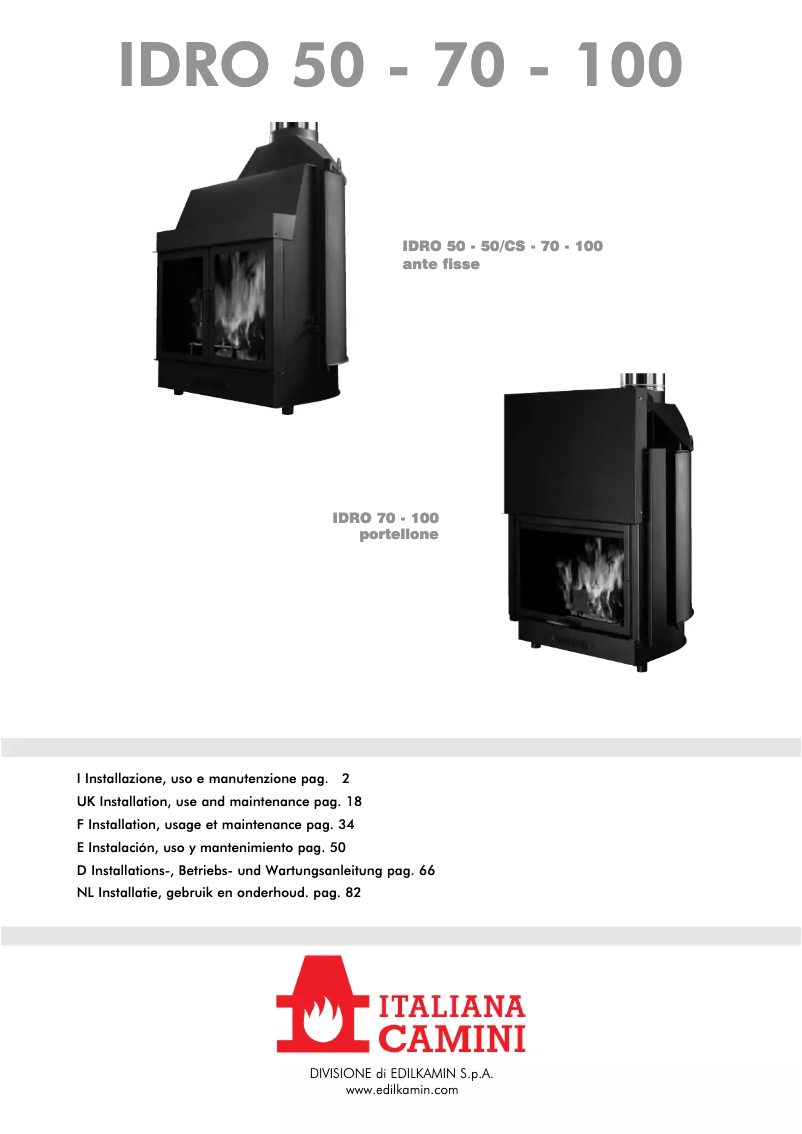 Page 1 de la notice Manuel utilisateur Edilkamin IDRO 70