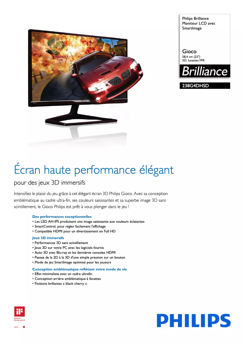 Page n°1 - Fiche technique Philips Brilliance 238G4DHSD