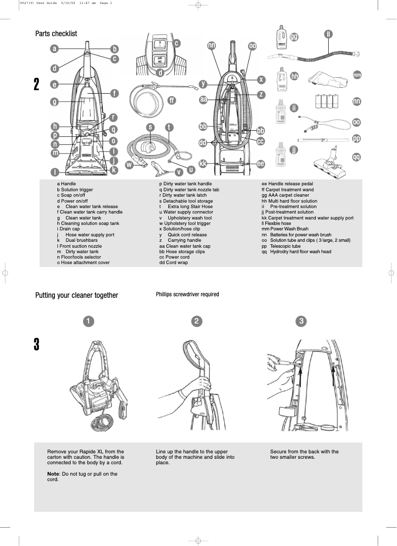 Imagen de la primera página del manual del dispositivo Rapide XL CCW-703