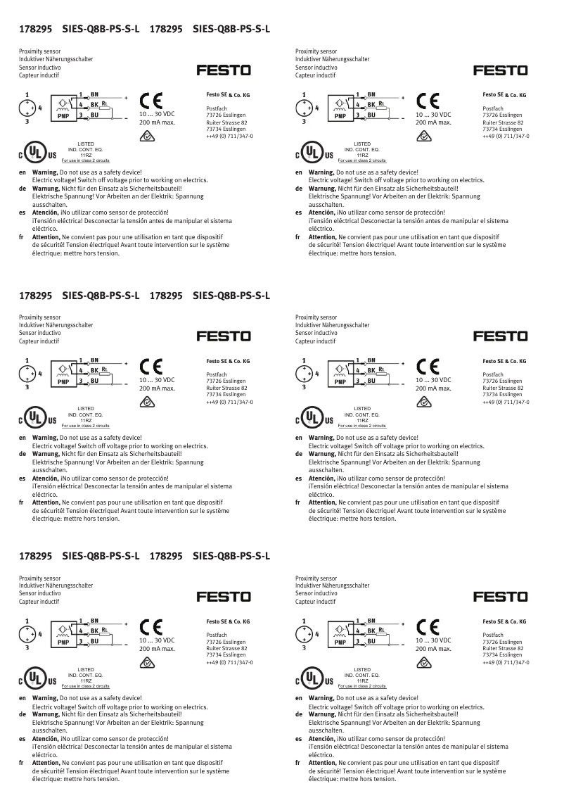 Page n°1 - Manuel utilisateur Festo SIES-Q8B-PS-S-L