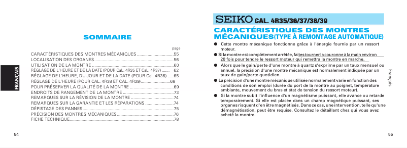 Page n°1 - Manuel utilisateur Seiko Presage SSA367J1