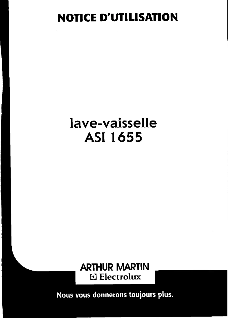 Page 1 de la notice Manuel utilisateur Arthur Martin-Electrolux ASI 1655 X