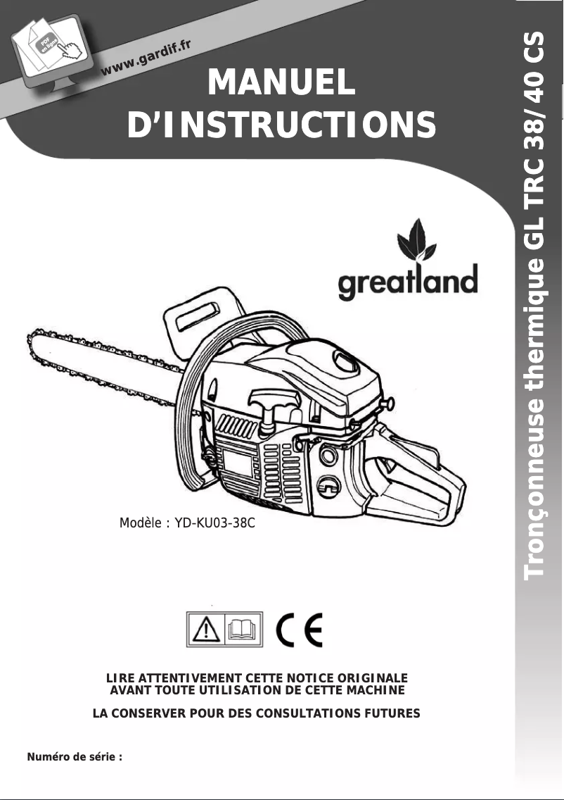 Page n°1 - Manuel utilisateur Greatland GL TRC 40 CS