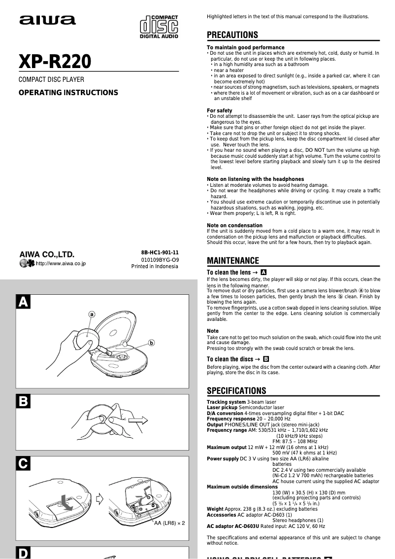 Image de la première page du manuel de l'appareil XP-R220