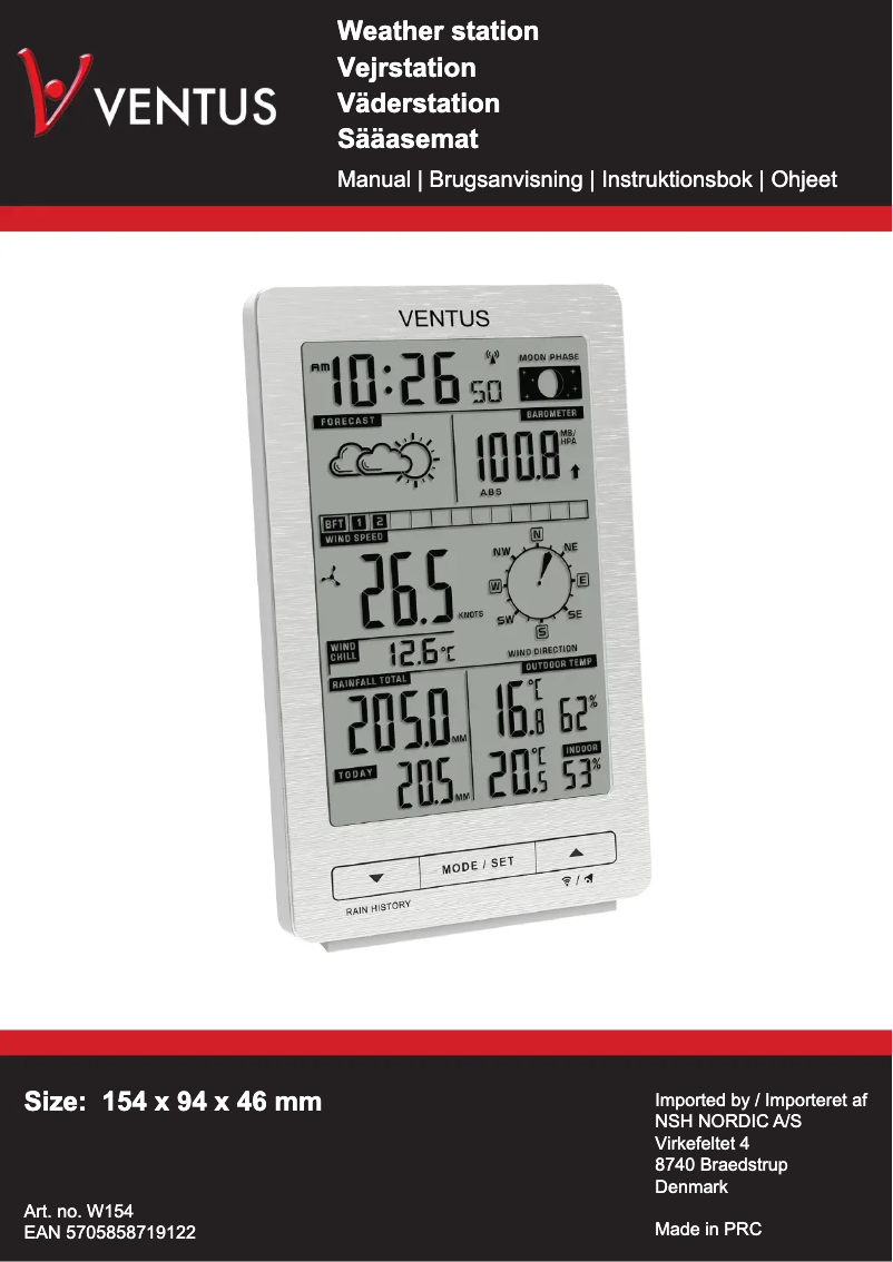 Página 1 del manual Manual de usuario Ventus W154