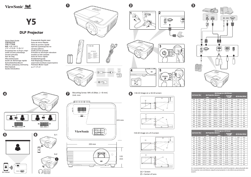 Page 1 de la notice Guide de démarrage rapide Viewsonic Y5