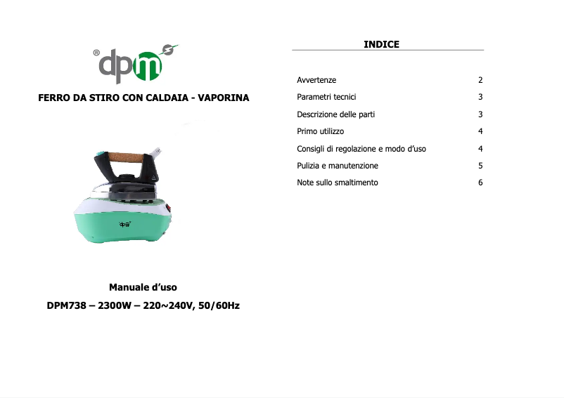 Page n°1 - Manuel utilisateur DPM Vaporina