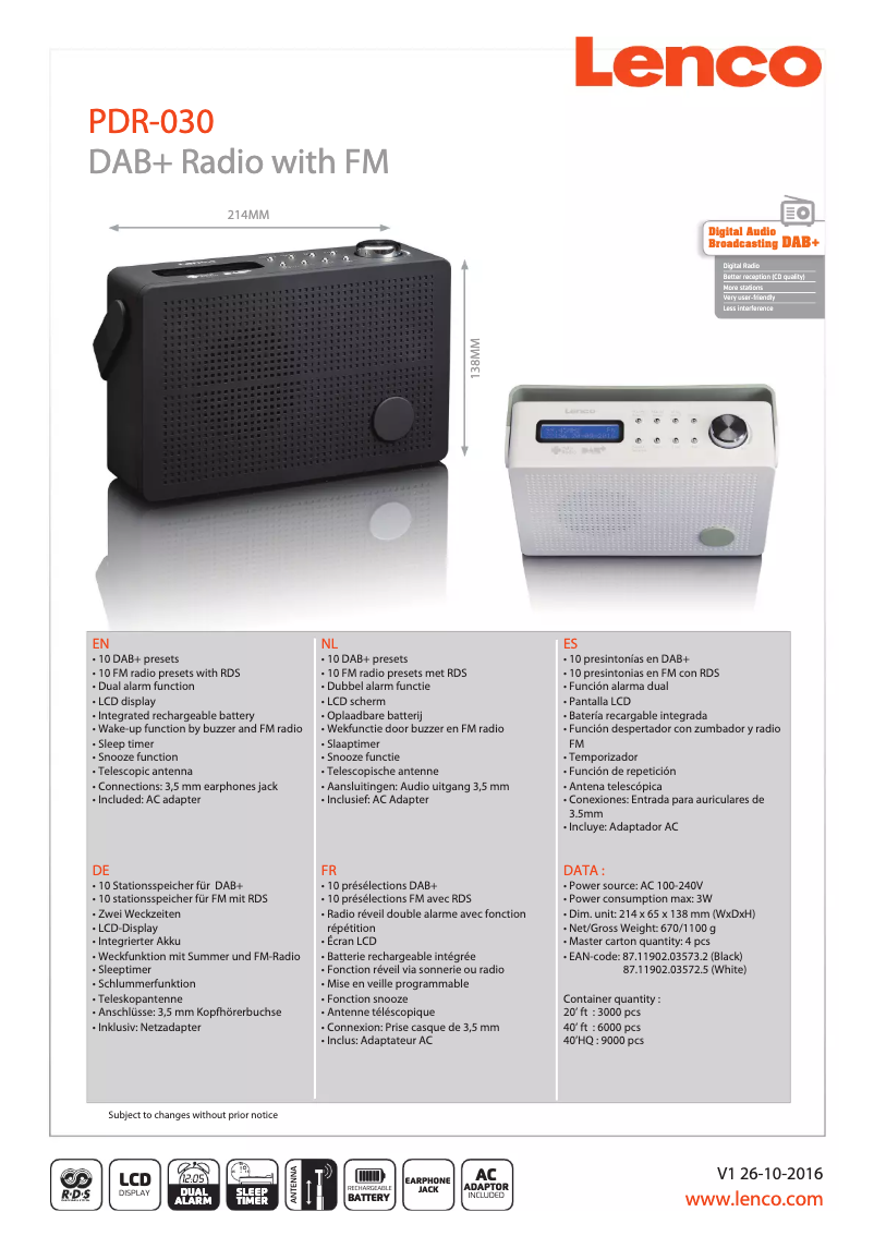 Image de la première page du manuel de l'appareil PDR-030