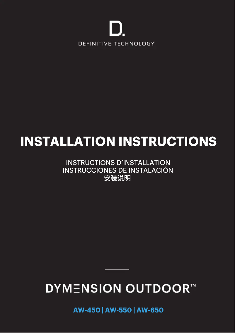 Page 1 de la notice Manuel utilisateur Definitive Technology Dymension Outdoor AW-450