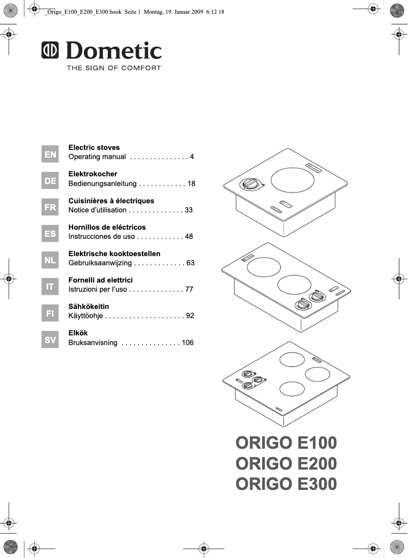 Page n°1 - Manuel utilisateur Dometic Origo E300