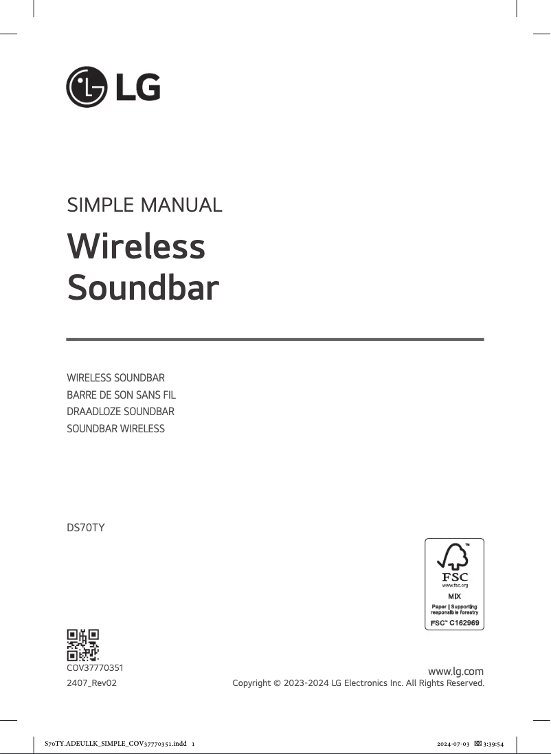 Page 1 de la notice Manuel utilisateur LG DS70TY