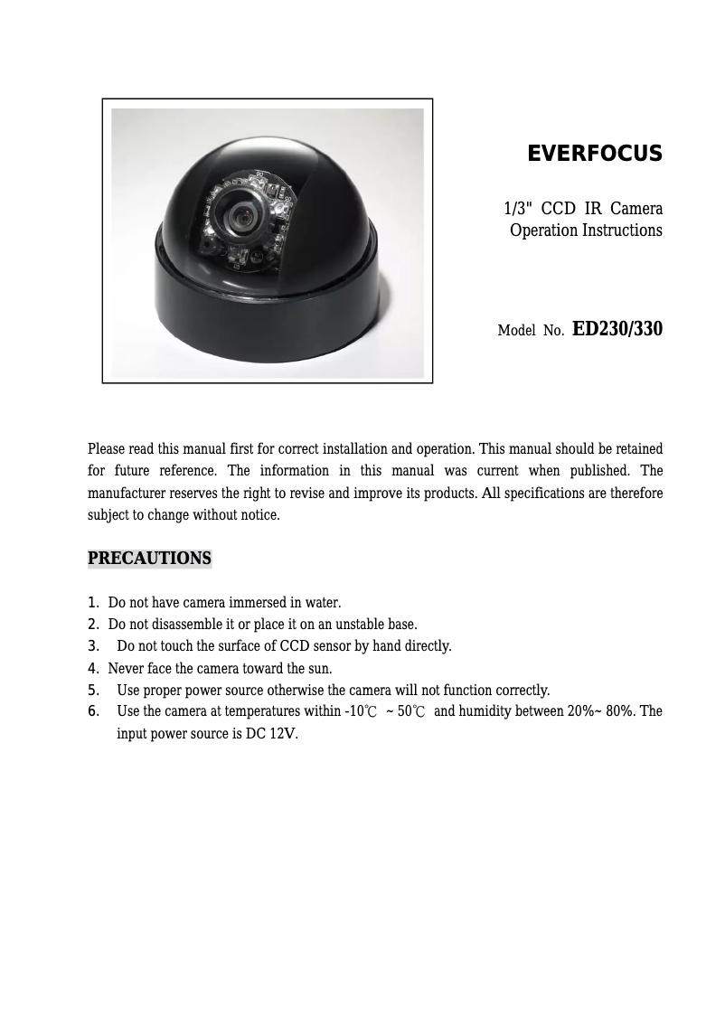 Image de la première page du manuel de l'appareil ED330