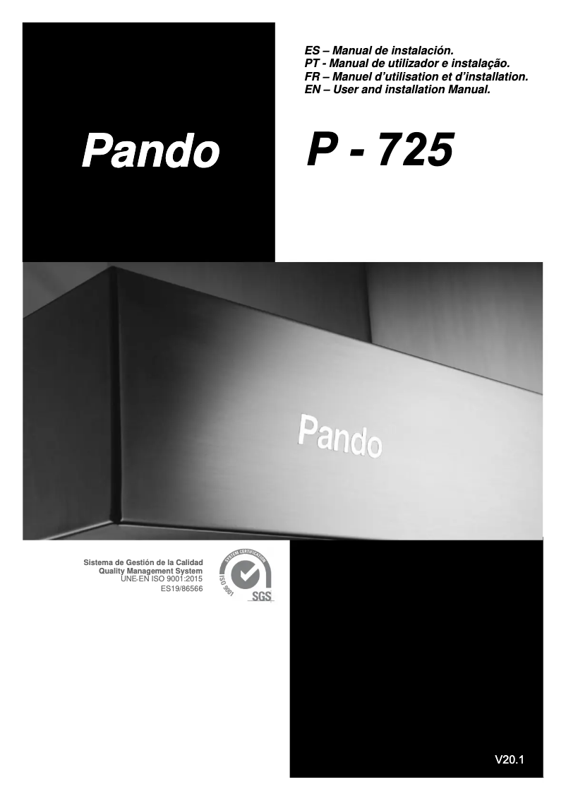 Page 1 de la notice Manuel utilisateur Pando P-725