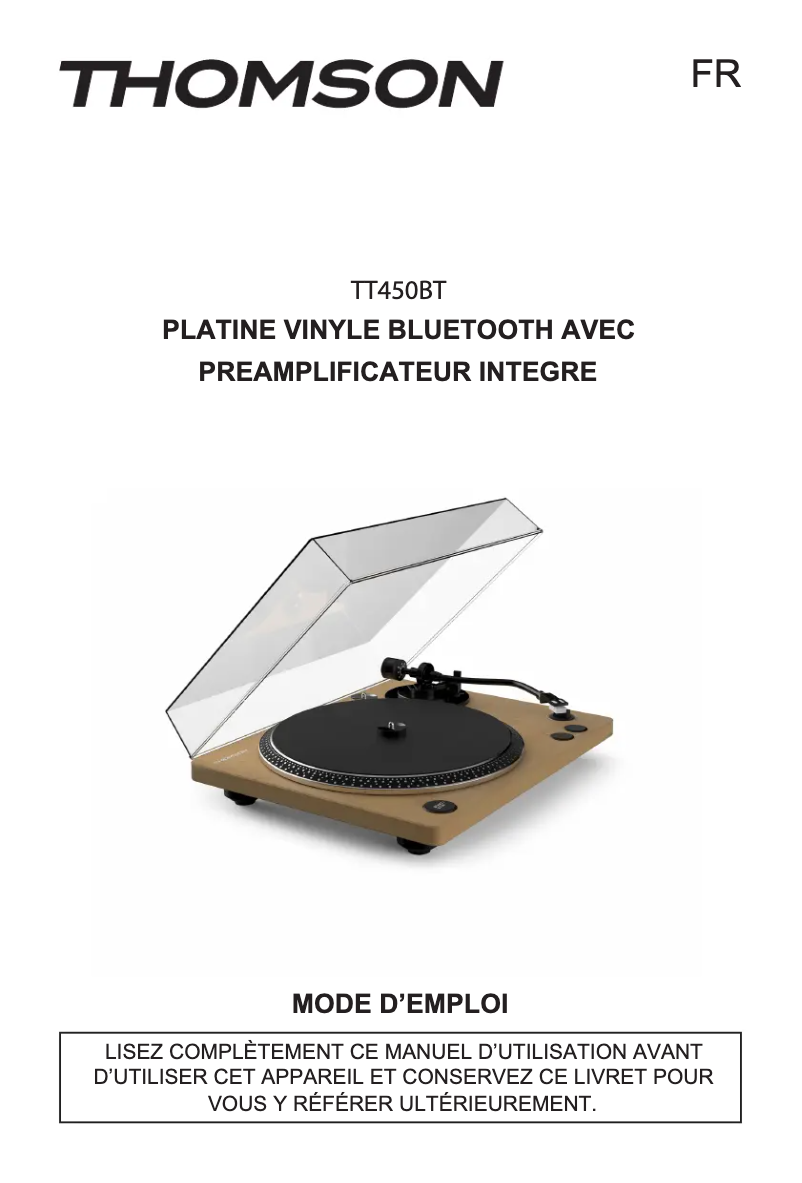 Page 1 de la notice Manuel utilisateur Thomson TT450BT