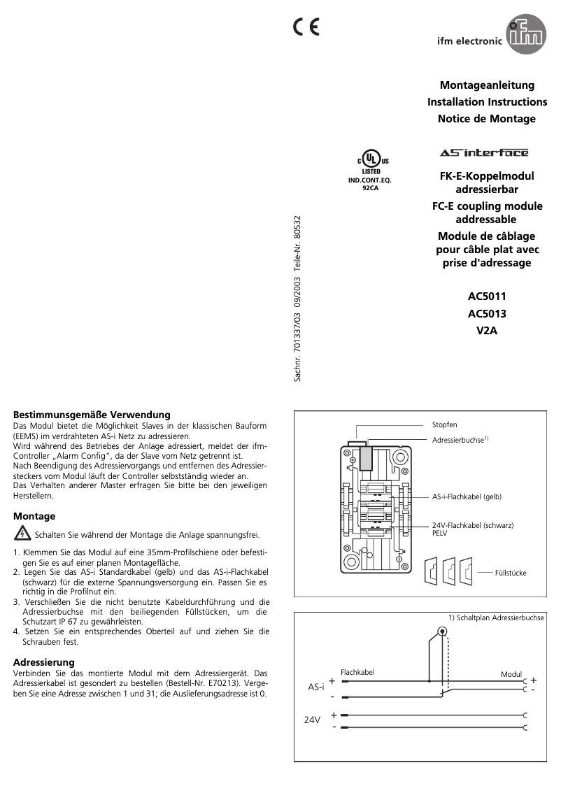 Page n°1 - Manuel utilisateur IFM AC5013