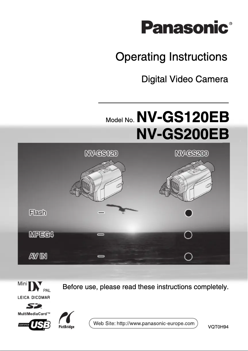 Page n°1 - Manuel utilisateur Panasonic NV-GS120