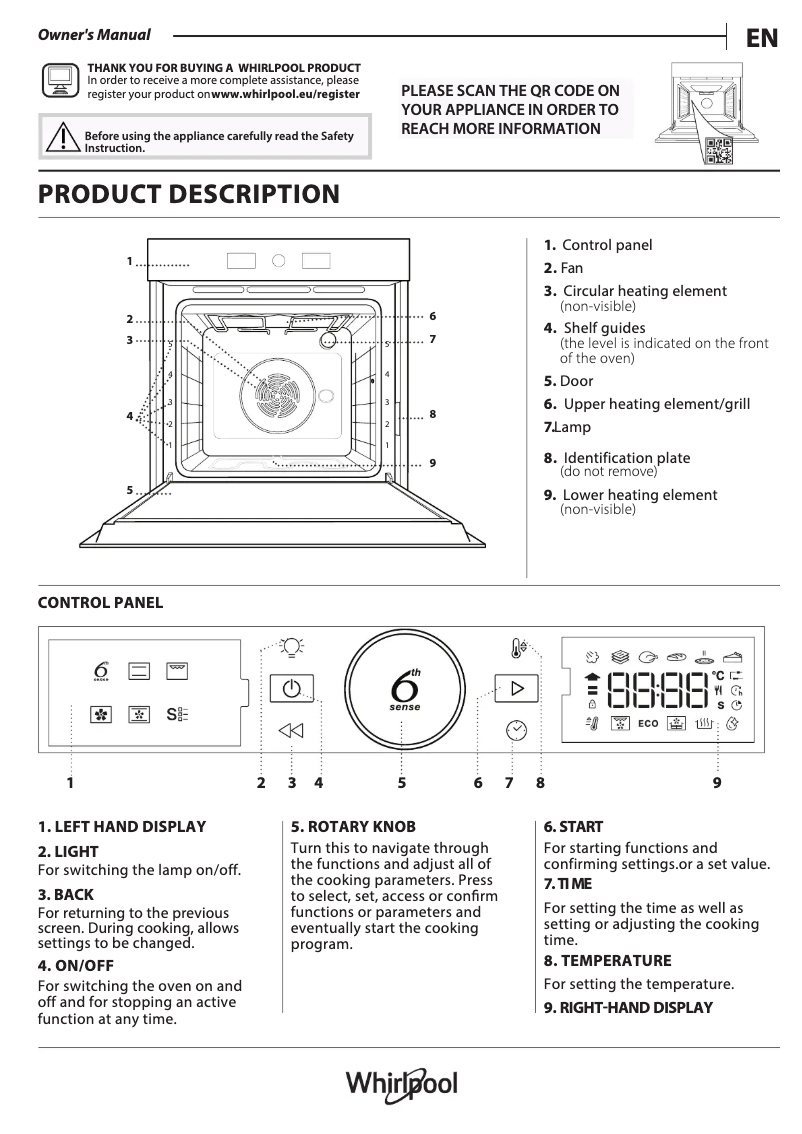 Página 1 del manual Manual de uso y mantenimiento Whirlpool WOI5S8HM1SBA