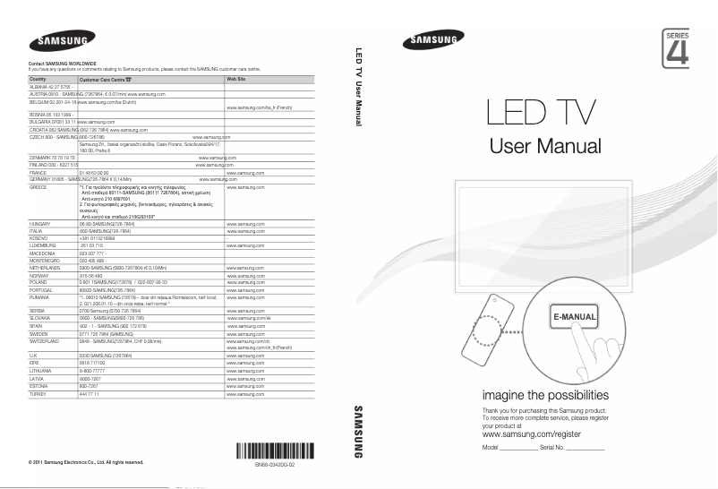 Página 1 del manual Guía de inicio rápido Samsung UE32D4020NW