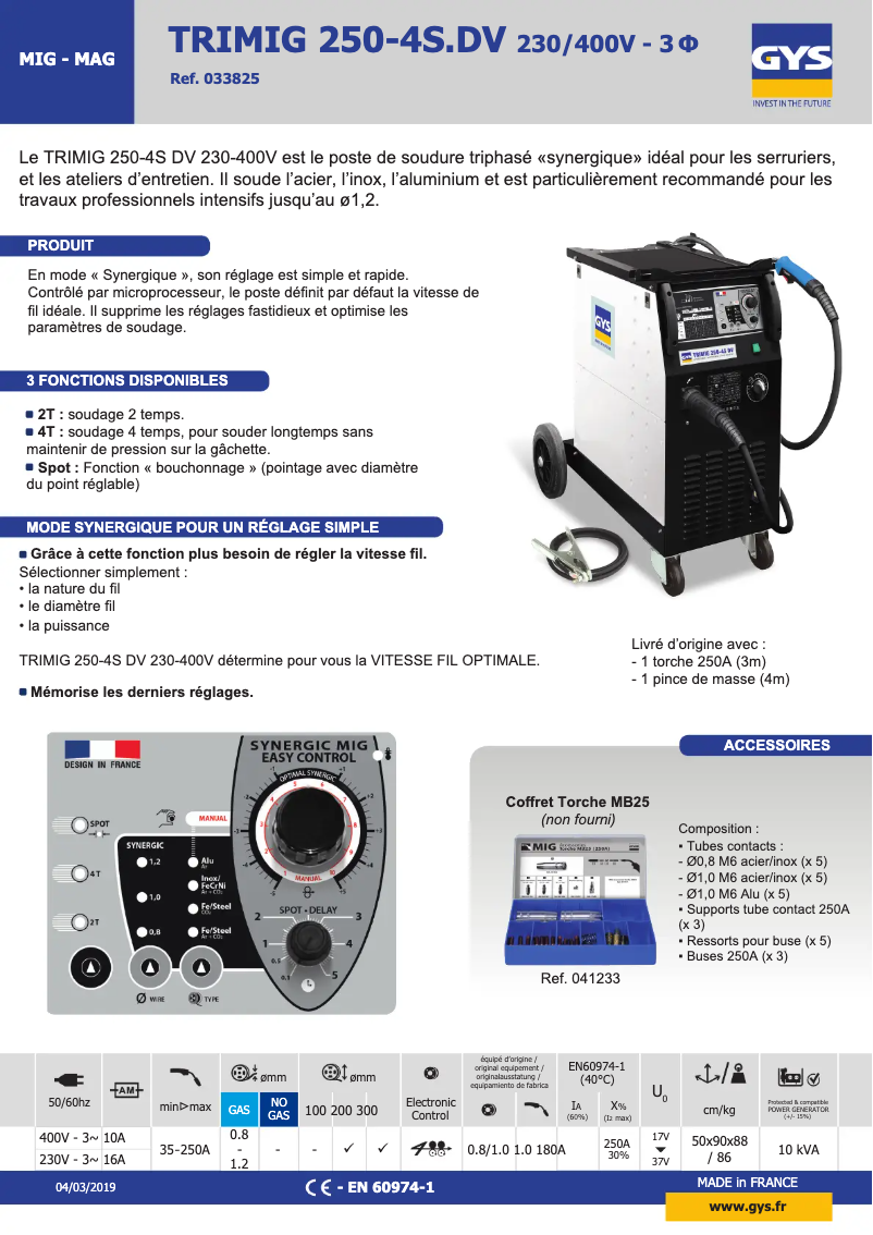 Image de la première page du manuel de l'appareil Trimig 250-4S DV