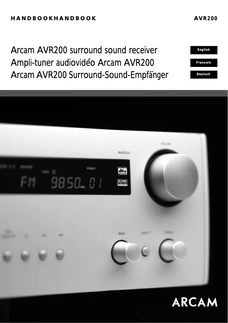Page n°1 - Manuel utilisateur Arcam DiVA AVR200