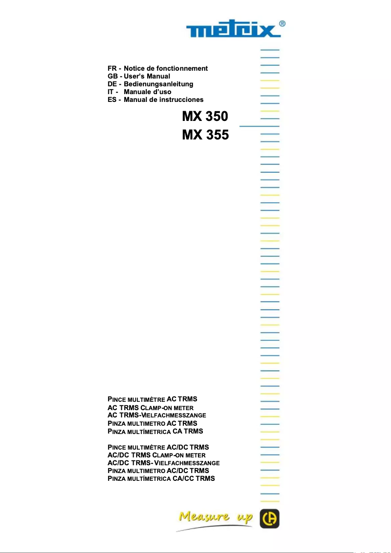 Image de la première page du manuel de l'appareil MX 350