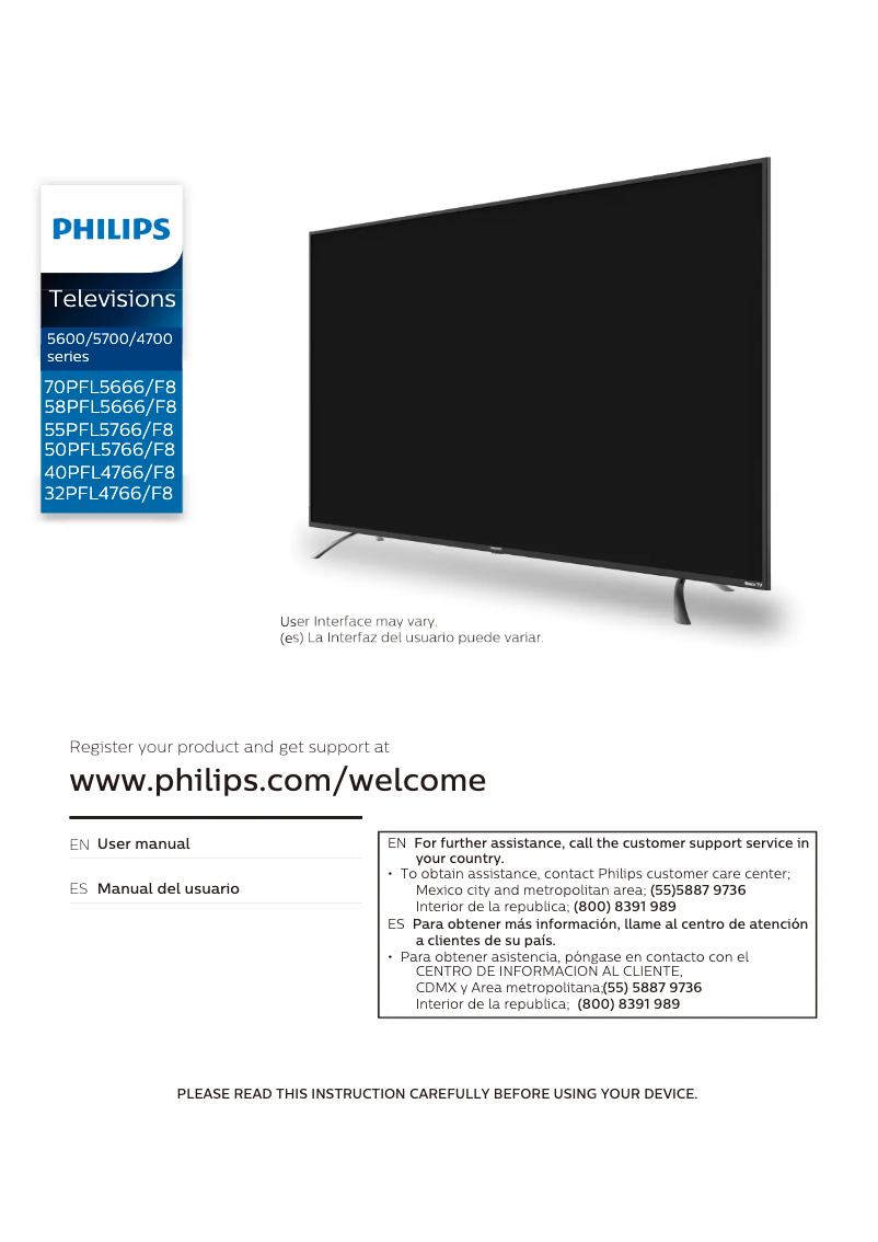 Page 1 de la notice Manuel utilisateur Philips 58PFL5666