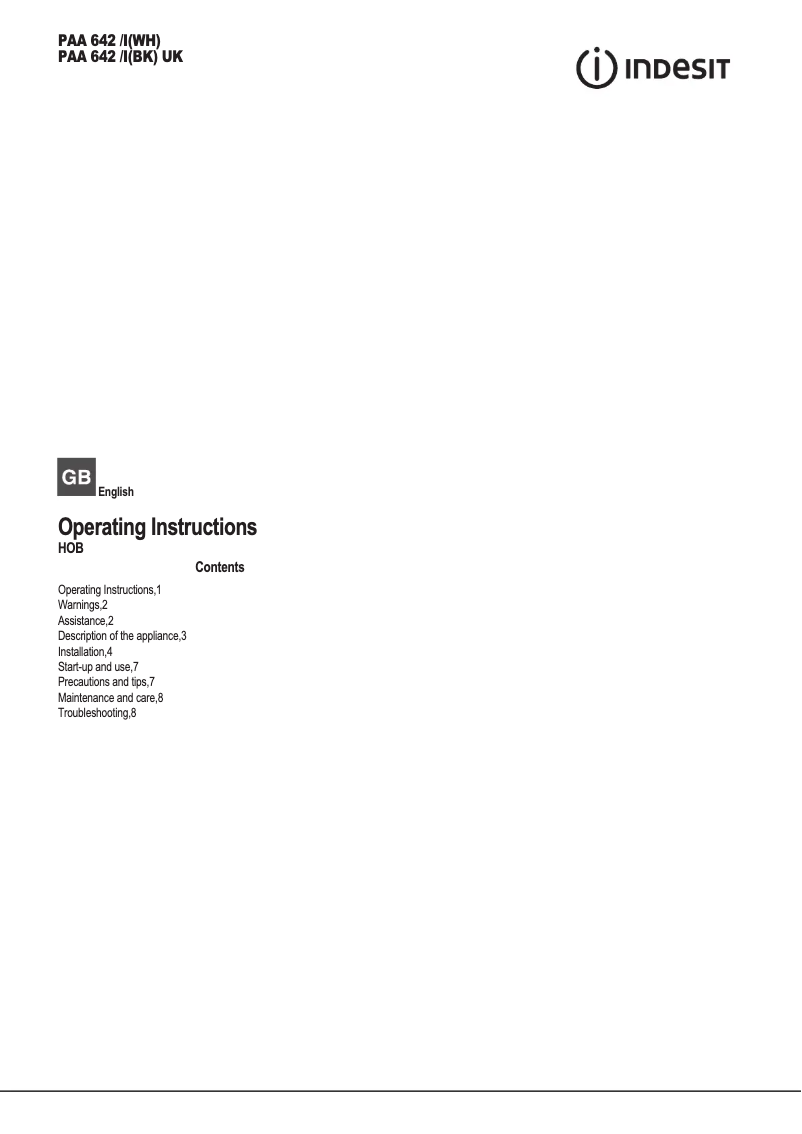 Image de la première page du manuel de l'appareil PAA 642 /I(BK) UK